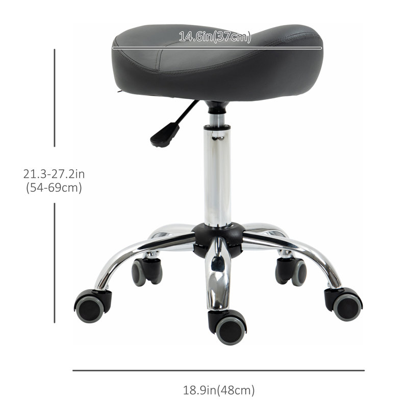 Lewey Adjustable Height Lab Stool with Wheels, Black