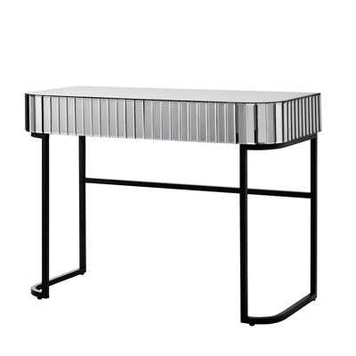39" Mirrored Makeup Vanity Table With Stainless Steel Base