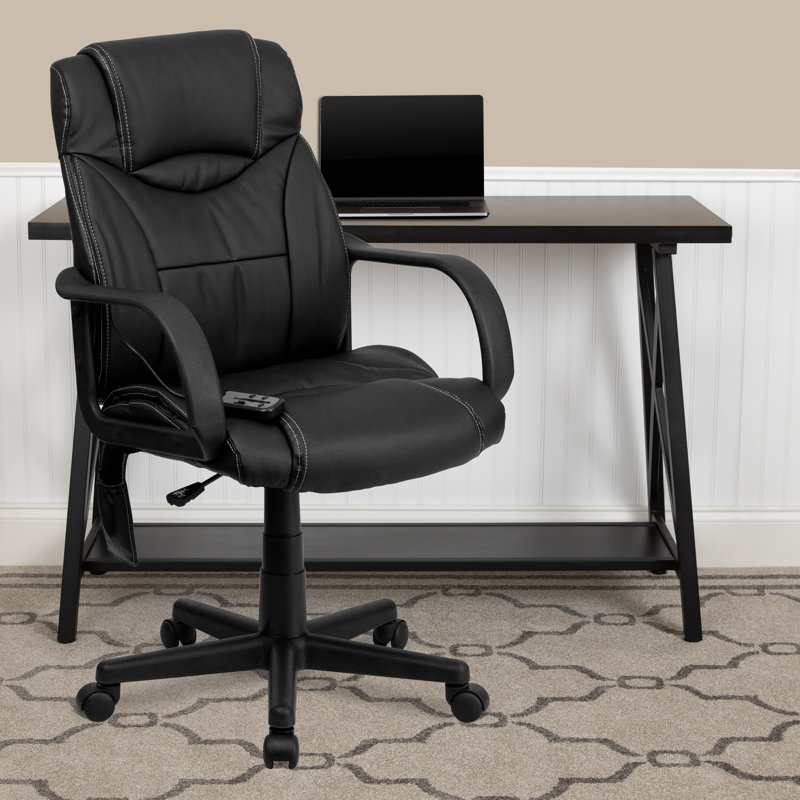  Fauteuil de direction ergonomique à dossier moyen avec accoudoirs LeatherSoft
