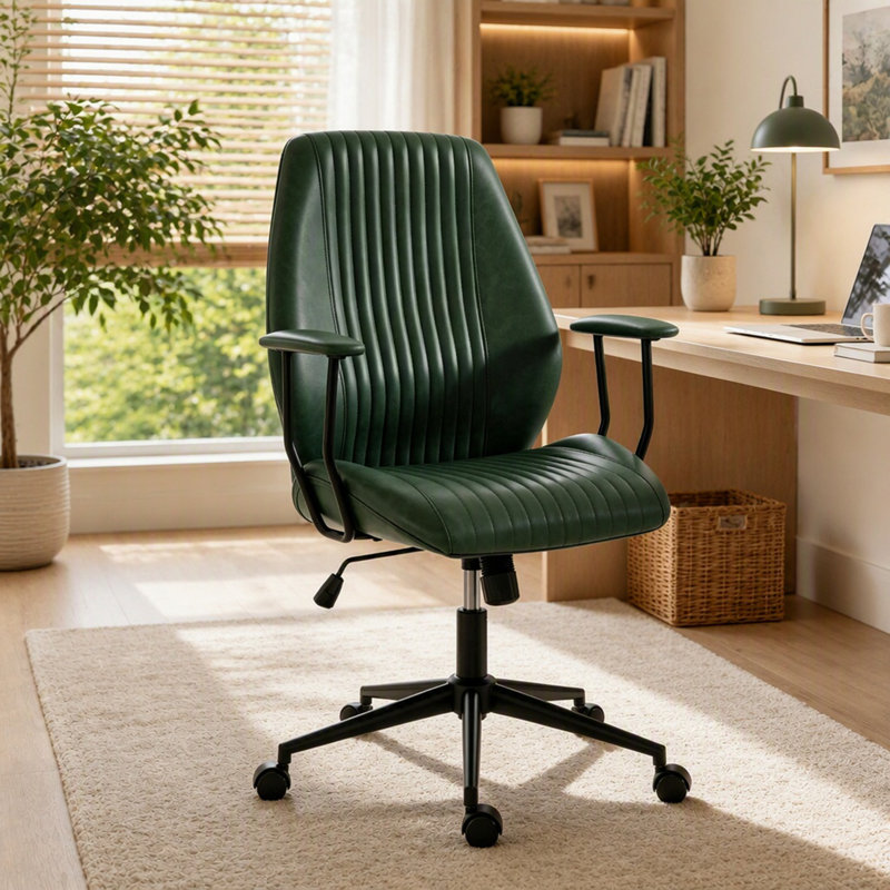 Fauteuil de direction avec siège à ressorts ensachés et hauteur réglable, Vert, Vert