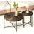 2-Piece Coffee And End Table Set – Waterproof MDF With PVC Cover, Distressed Cylindrical Design, Black Metal Legs – Classic Rustic Charm, Dark Walnut-516628925