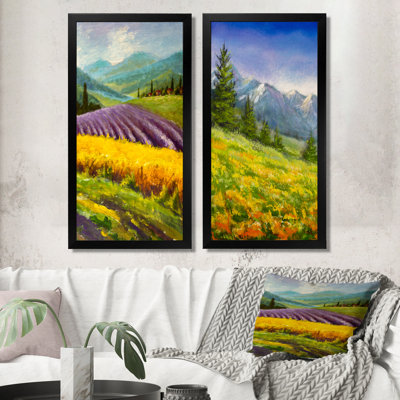 «Italian Lavender Field», ensemble de 2 peintures sur toiles