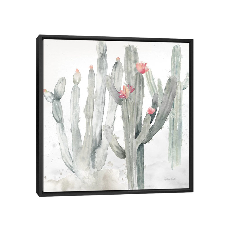«Cactus Garden Grey Blush II» par Cynthia Coulter, impression sur toile tendue, H 18 po x l 18 po x P 1,5 po, Blanc