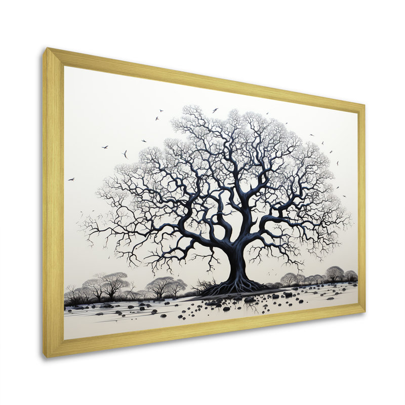 Arbre africain minimalisme II, Cadre photo doré simple, H 12 po x l 20 po x P 1 po