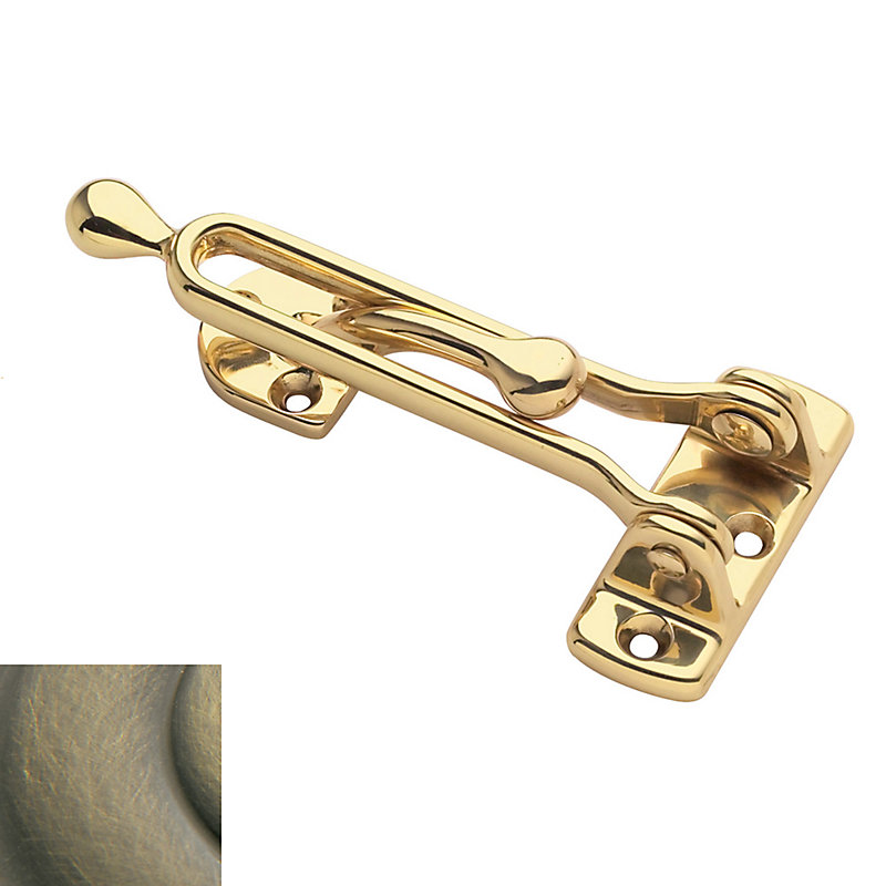 Security Door Guard, Satin Brass & Black