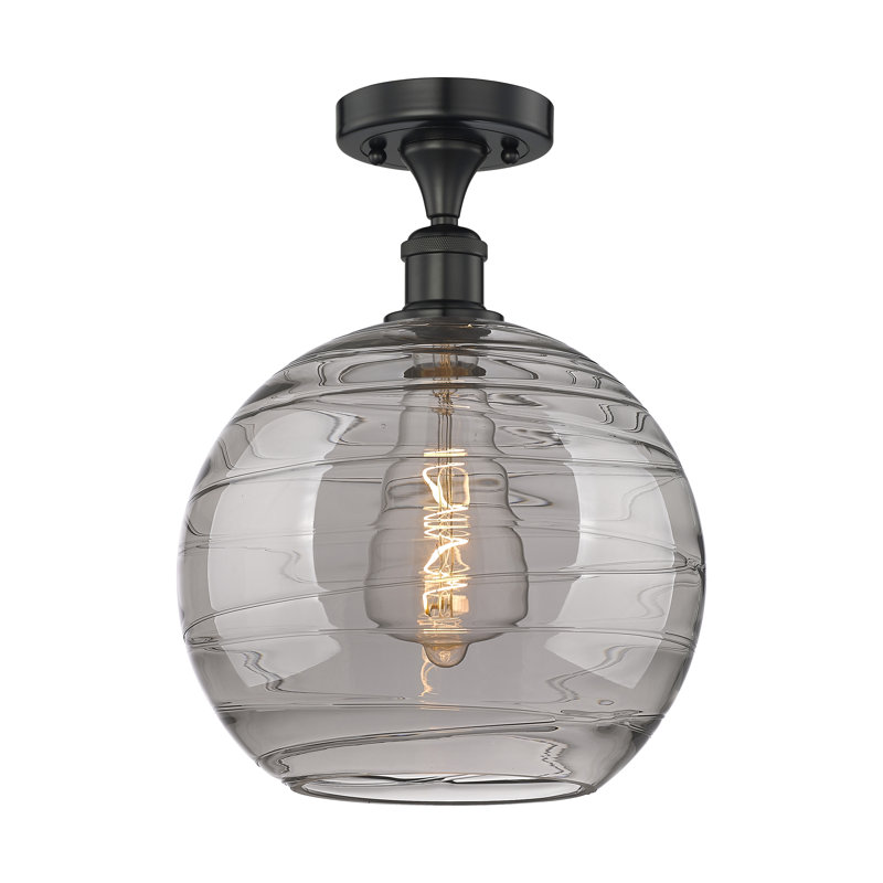 1 - Light Semi Flush Mount, Matte Black, 13.5" H x 12" W x 12" D
