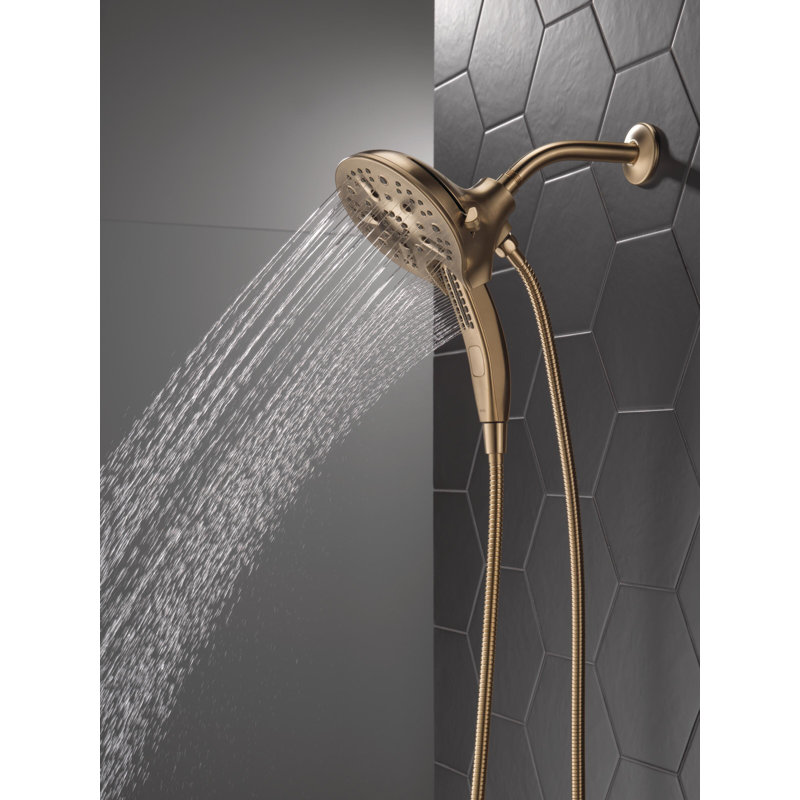 2.5 GPM Rain Dual Shower Head with H2Okinetic Technology, Champagne Bronze