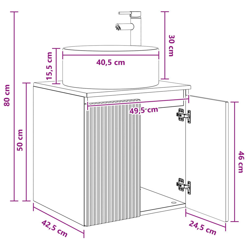 Single Bathroom Vanity with Ceramic Basin, White