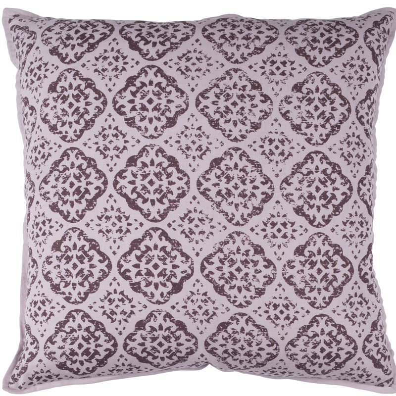 D'orsay Cotton Geometric Throw Pillow, 18" x 18" , Mauve/Dark Purple