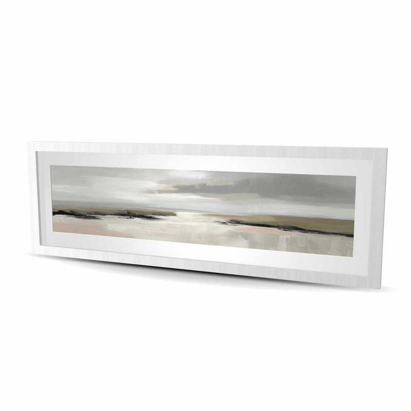 Lukewarm - imprimé mat côtier blanc encadré pour la décoration intérieure, H 48 po x l 16 po, Argent argent