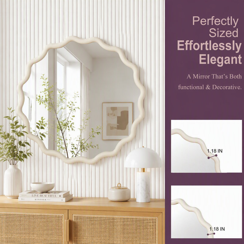 Miroir Wavy, 30 inch, White