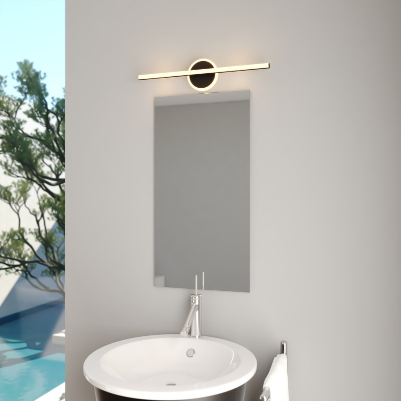 Maragh 23.75 In. Integrated LED Black Bathroom Vanity Wall Light With Night Light