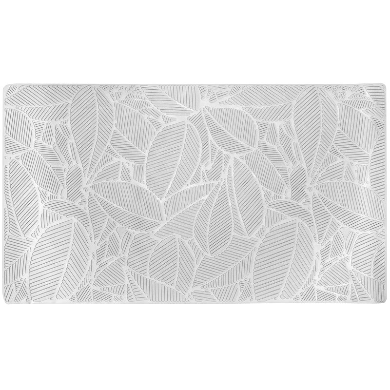  Tapis de douche rectangulaire en caoutchouc avec poignée d'aspiration, Blanc