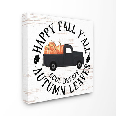 «Happy Fall Y'all Pumpkin Truck», reproduction d'art textuel
