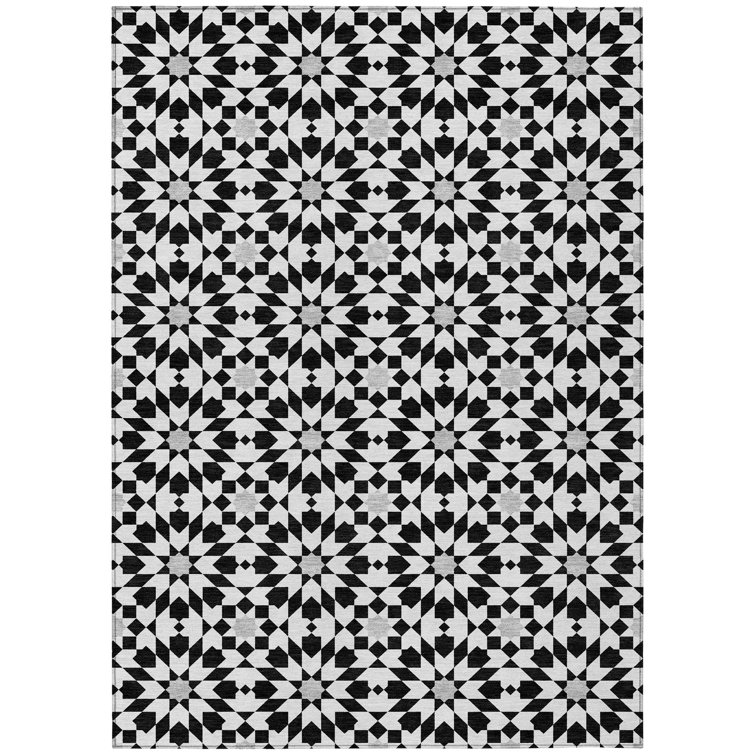 Flatweave Washable Floral Indoor / Outdoor Rug