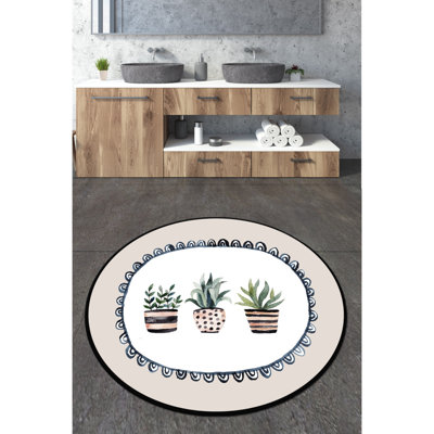 Antibacterial Bathmat, 39.4 Inches Diameter, 100% Polyester, 10 mm Pile Height | Non-Slip Underside, Machine Washable, 700 g/m² | Soft, Durable, and Easy to Clean - Ideal for Bathroom Safety & Comfort