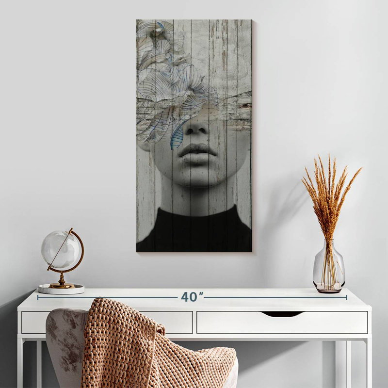 Portrait féminin de moulins à vent, H 30 po x l 15 po
