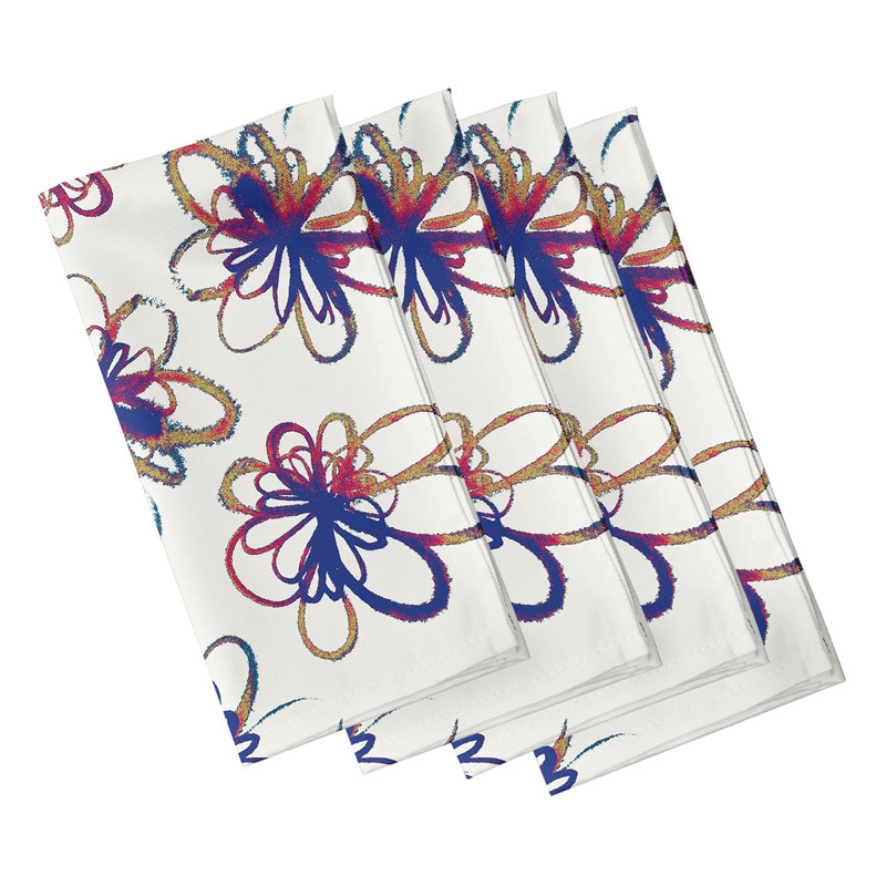 Jump For Joy Polyester Floral Square Napkin, Royal Blue