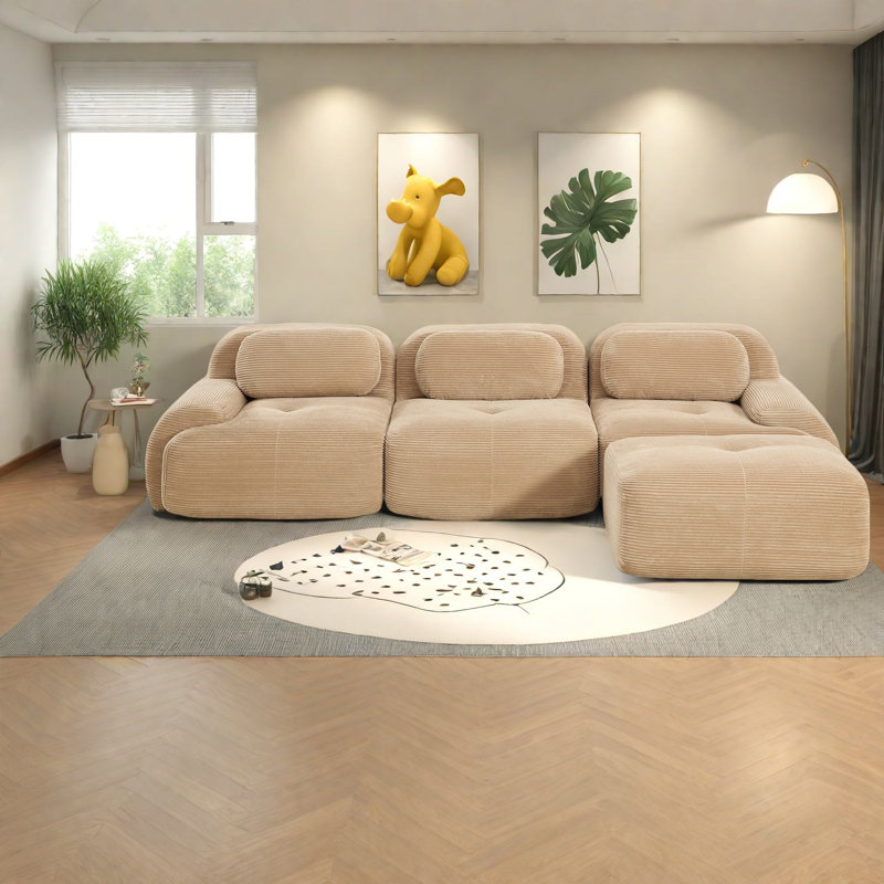 Canapés modulaires qui conviennent aux animaux de compagnie, conception de chameau en velours côtelé de luxe pour le salon