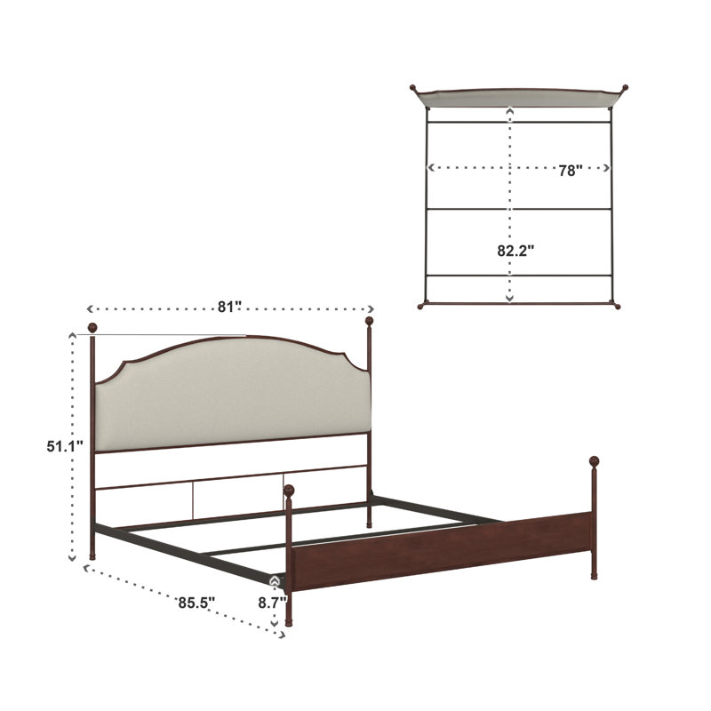 Marinez Upholstered Metal Standard Bed, King