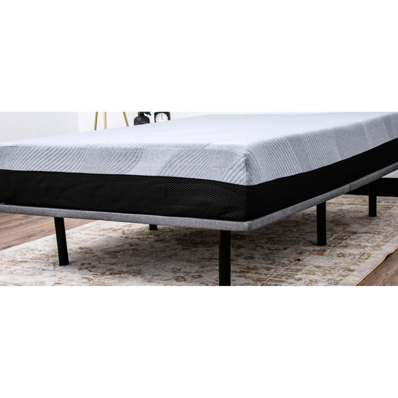 Très grand lit plateforme tapissier King - gris moderne, 6 pieds réglables, capacité de 1 000 lb, structure en acier, lit pliable tissé gris de la série Design, pieds à hauteur réglable, soutien, construction,