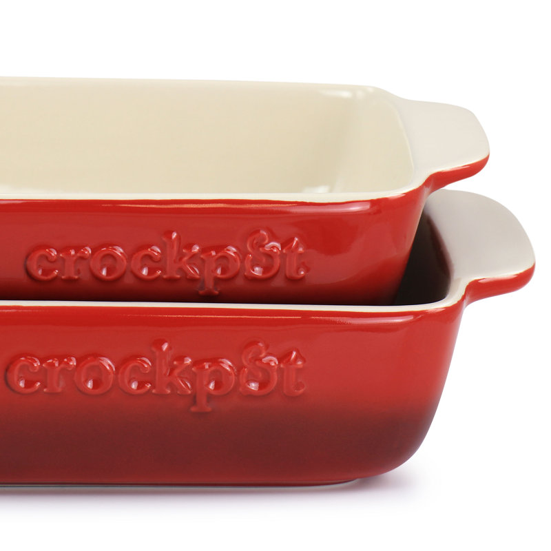 Gradient Red Ceramic Bakeware Set with Integrated Handles