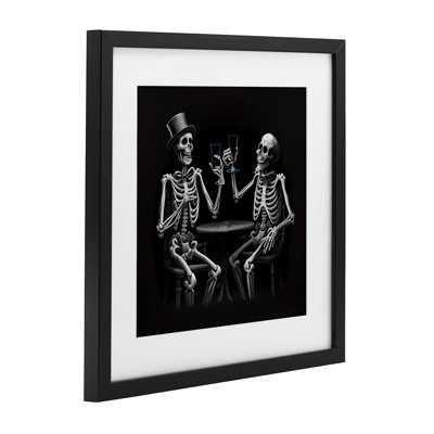 Spooky Skeletons Cheers Framed Print Under Glass, design by Sasha