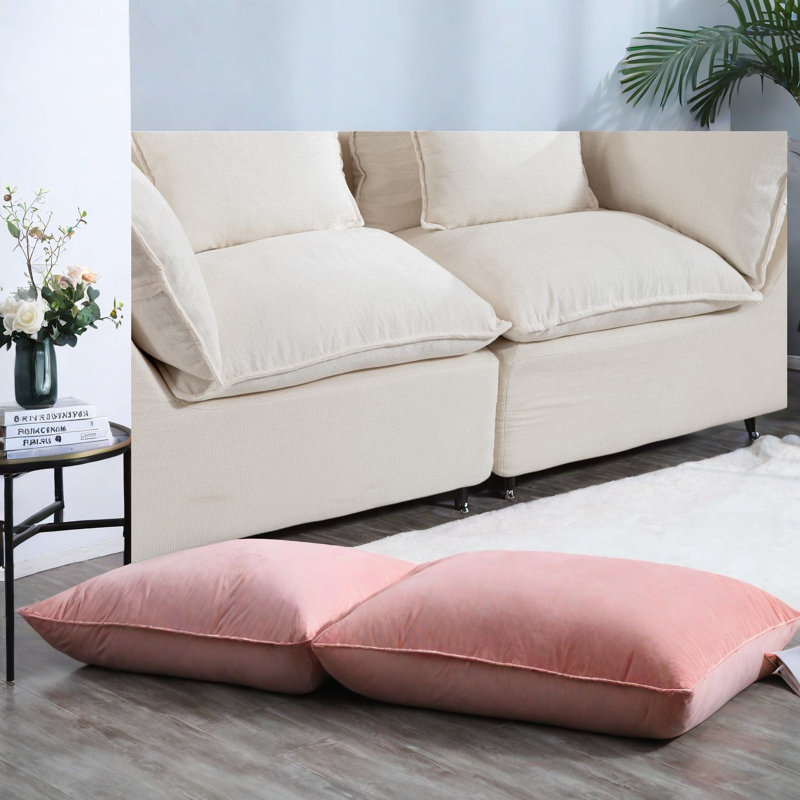 Canapé d'angle modulaire Modern Cloud de 190 cm (74,8 pouces), en tissu gaufré, pour la maison, Ivoire ivoire