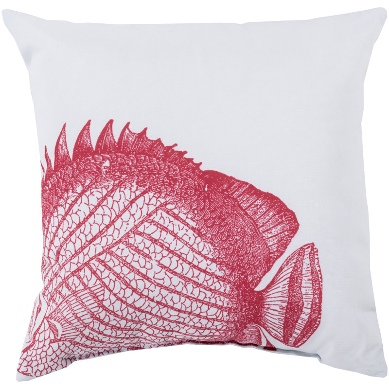 Rain Flawless Fish Outdoor Throw Pillow, 20" H x 20" W x 4" D