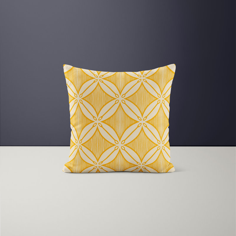 Jeté carré en polyester intérieur / extérieur, L 15 po x H 15 po, Jaune