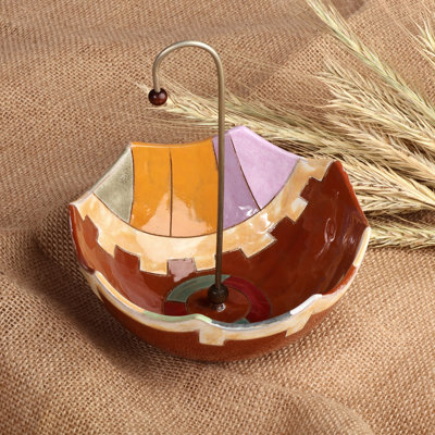 Ivy Bronx Handmade Burgundy Boulevard Ceramic Umbrella Jewelry Stand