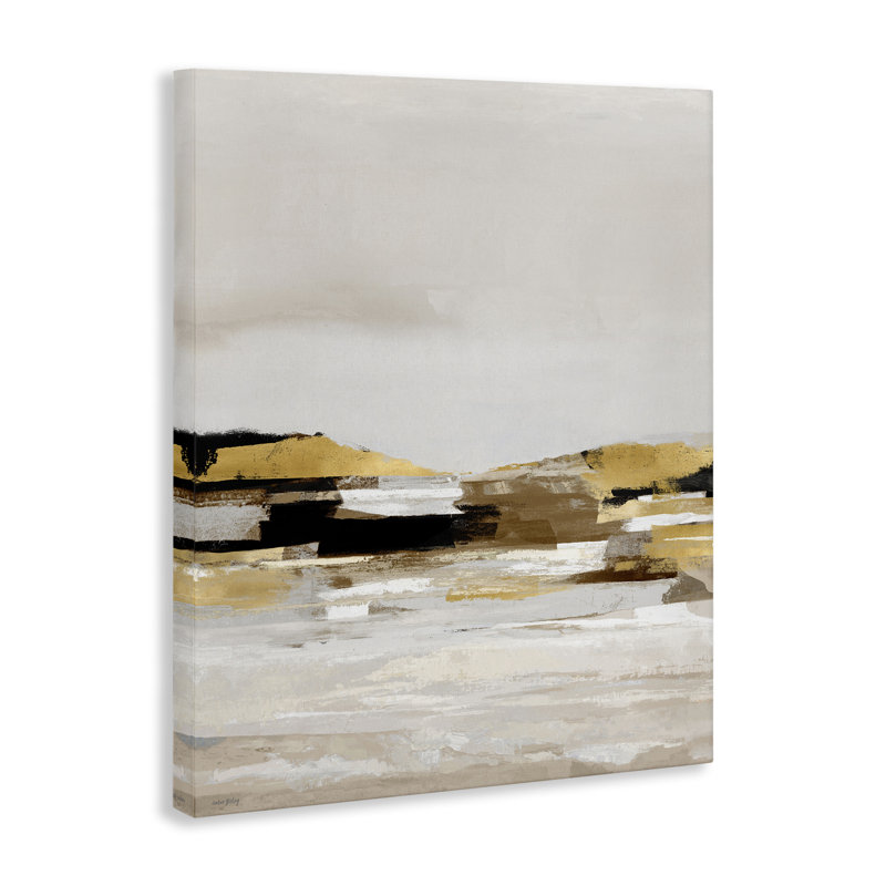 Paysage abstrait avec art mural jaune sur toile, par Amber Sterling, H 20 po x l 16 po
