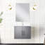 24 po L x P 22 po. Meuble-lavabo gris foncé, comptoir en quartz blanc, robinet inclus et miroir de 18 po