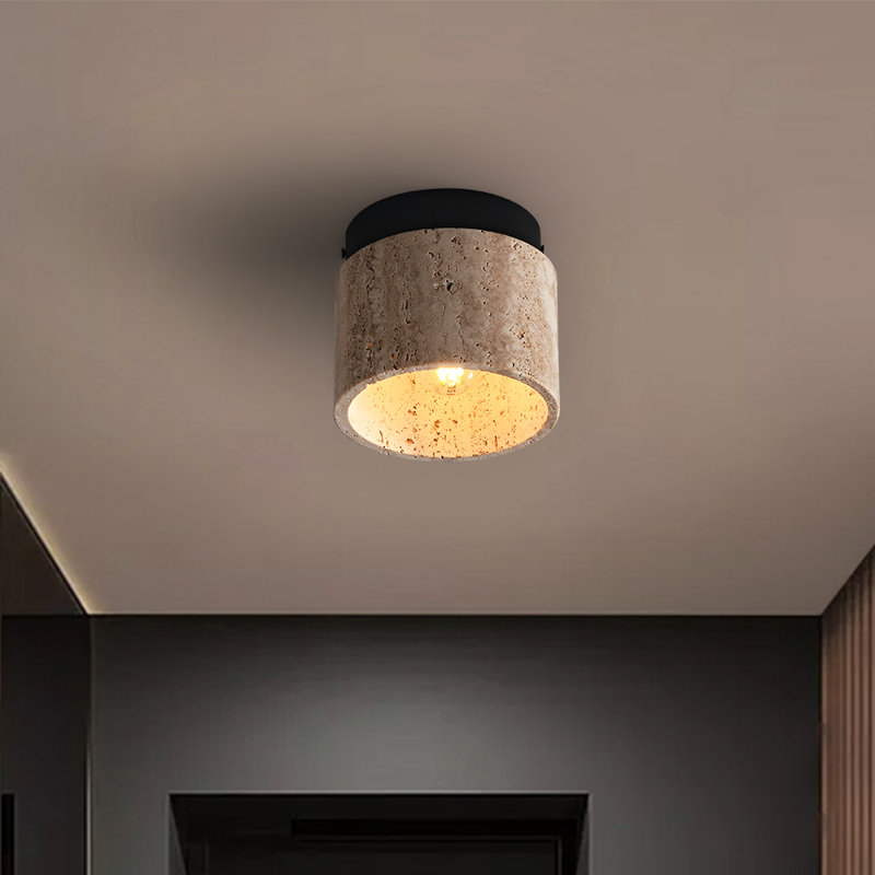 Modern Travertine 1-Light Flush Mount Ceiling Light