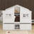 Full Size House Loft Bed With Roof, Windows,4 Storage Drawers,Pine Wooden Bed With Safety Guardrails,Ladder-114355434