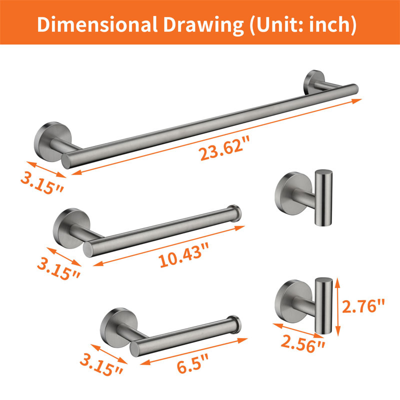 5 - Piece Bathroom Hardware Set, Brushed Nickel