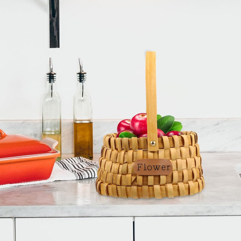 1 petit panier à main tissé décoratif, panier de rangement pour la cuisine, panier de pique-nique en osier