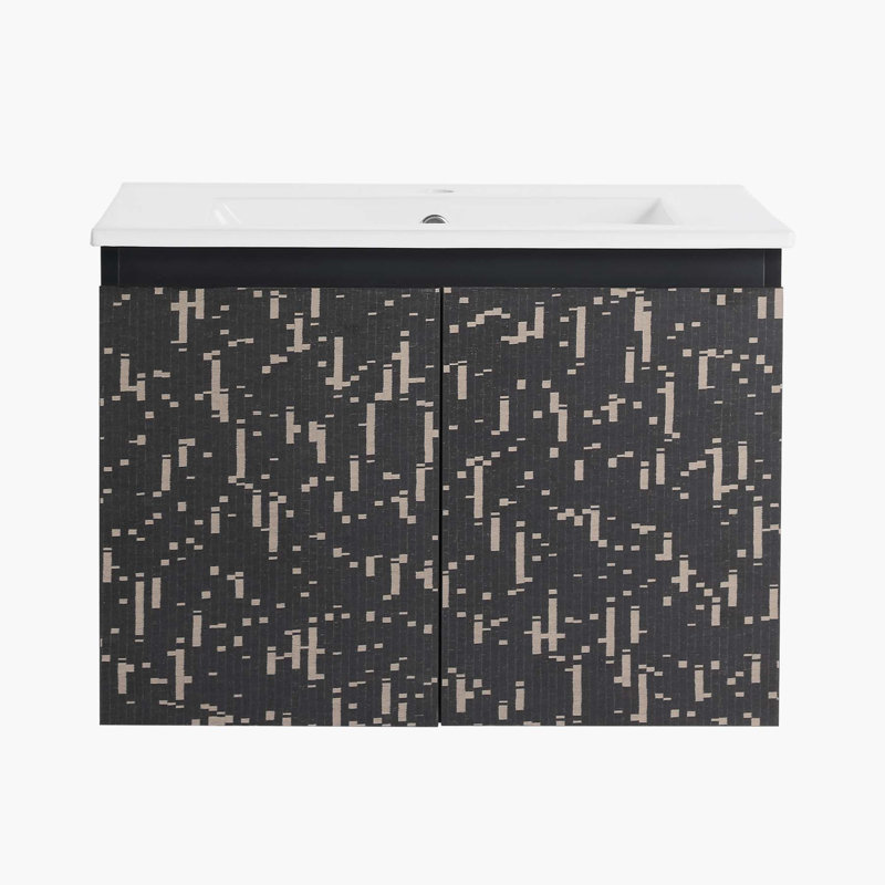 Meuble-lavabo mural 24 po avec lavabo en céramique et porte d'armoire à fermeture en douceur 24 po