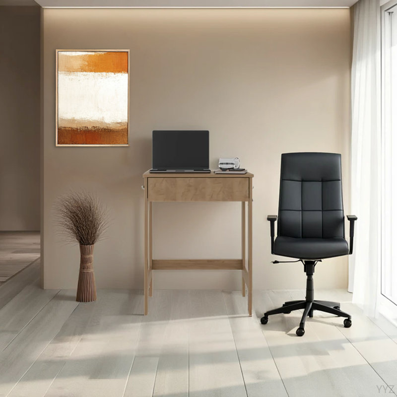 Bureau d'ordinateur avec 2 tablettes latérales et surface de travail spacieuse