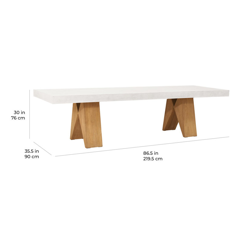 Table de salle à manger Perpetual, Ivoire blanc, l 35,5 po x L 86,5 po x H 30 po