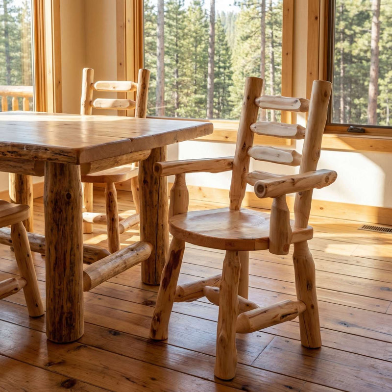 Fireside Lodge Traditional Cedar Log Armchair, Weathered