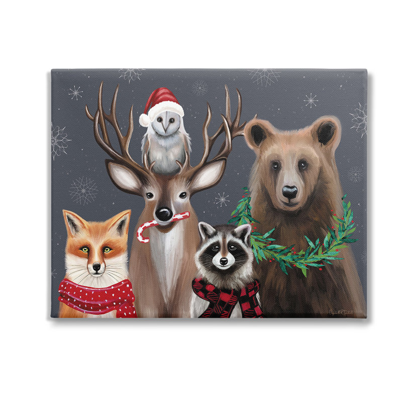 "Winter Woodland Animals" par Elizabeth Tyndall sur toile, H 24 po x l 30 po