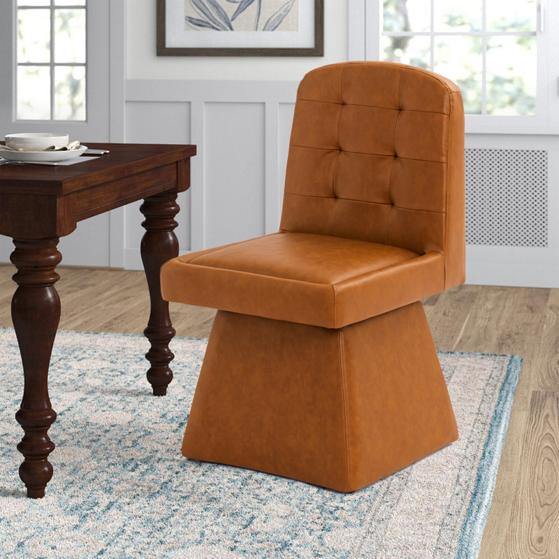 Modern 360°Swivel Upholstered Dining Chair, Brown