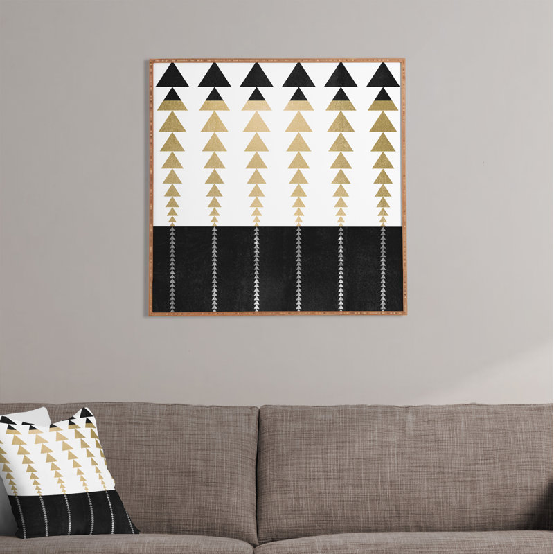 «Triangles In Gold», reproduction d'art graphique sur bois encadrée, H 30 po x l 30 po x P 1 po