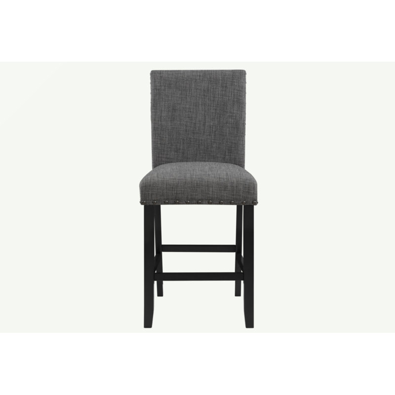 Transitional Gray Fabric Accent Chair Dining Chair with Nailhead Trim | Easy Care (Mild Solvent Clean) Armless, Gray, Black