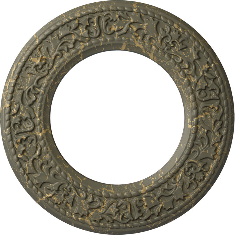 Médaillon de plafond Blackthorn Endurathane, P 13 3/8 po x P 7 1/2 po x P 3/4 po (convient aux auvents jusqu'à 7 1/2 po), finition craquelée d'hamamélis peinte à la main