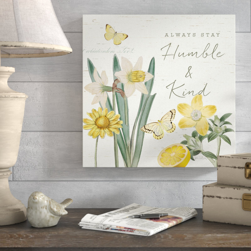Always Stay Humble & Kind Floral Quote Canvas Art