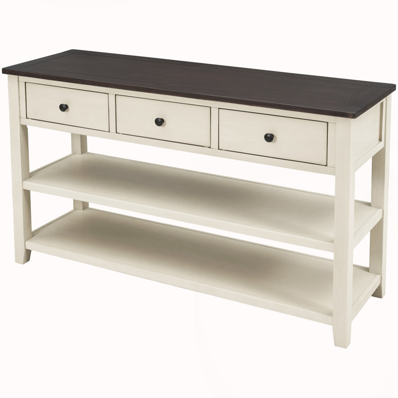 Console rétro avec deux tablettes ouvertes, Beige