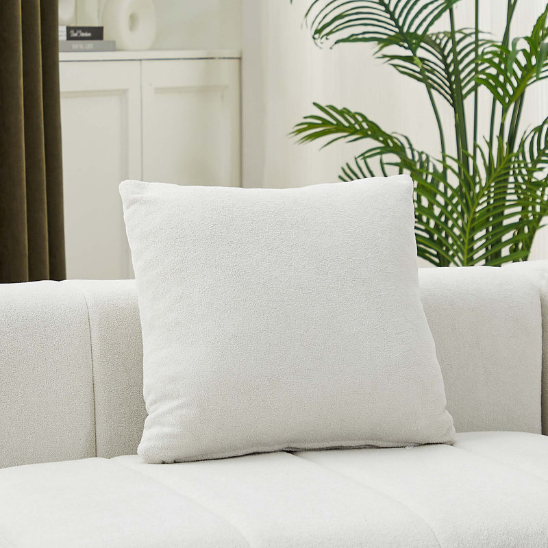 Canapé modulaire incurvé chenille avec 6 coussins Chenille, Chenille beige