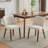 Upholstered Dining Chair with Wood Legs, Wing Backrest, Wooden Kitchen Chair with Thick Cushions-911603741-924502969